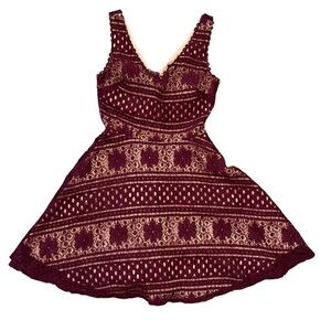 Jodi Kristopher Burgundy Lace Skater Dress Women’s size 1 Formal Prom Wedding